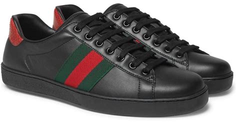 gucci mens black trainers|black gucci sneakers for men.